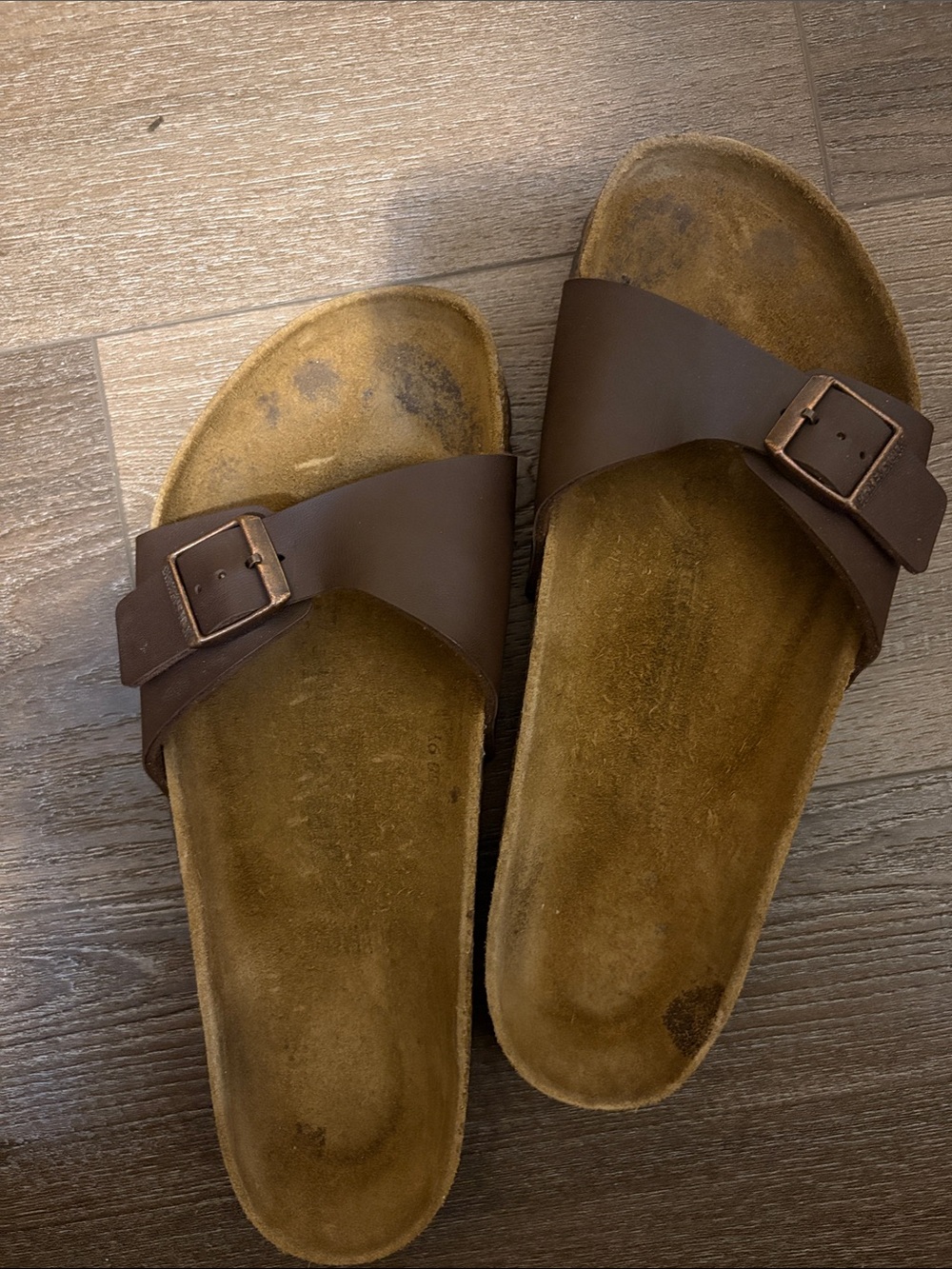 Birkenstock Brown Single Strap Slide Sandals